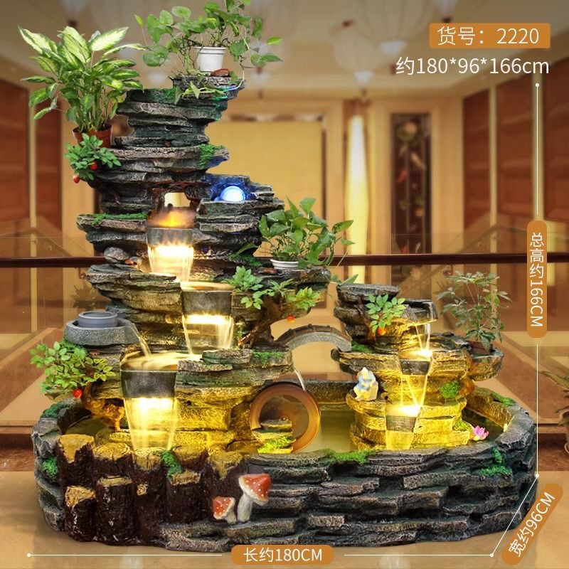 Artificial Rockery with Flowing Water Fountain, Outdoor Fish Pond, Landscape Fish Tank, Garden Waterfall, Outdoor Water Feature for Attracting Wealth, Decorative Item
