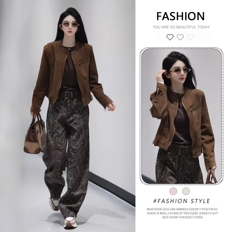 Meilade Retro Coffee-Colored Motorcycle Jacket for Women, Autumn 2026 New Style, Very Stylish Short Jacket for Petite Figures