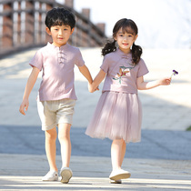 Kindergarten garden clothes Summer clothes Childrens uniforms Dance Hanfu Chinese style suit Performance costumes Primary school performance clothes