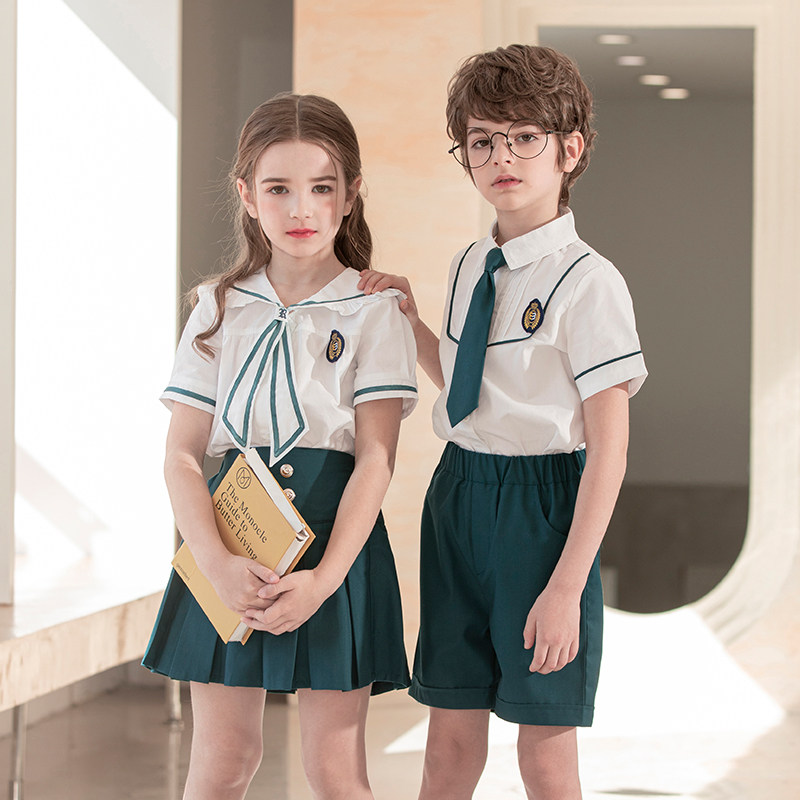 Kindergarten Garden Clothing Summer Clothing Yinglun College Wind Pure Cotton Children School Uniforms Graduation Photos Suit Elementary School Students Summer Class Clothing