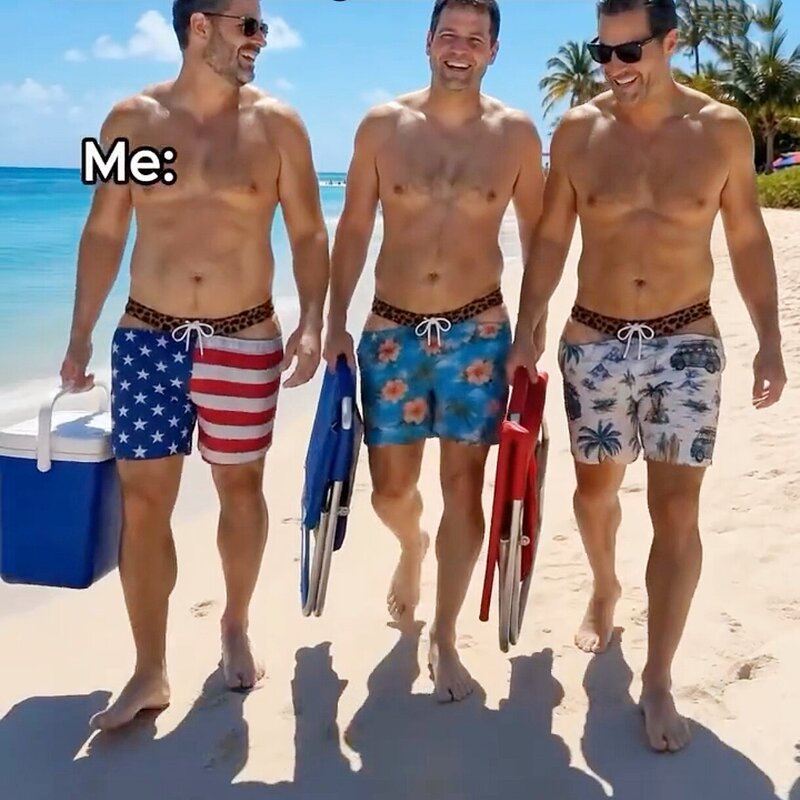 Bikini Shorts, Summer Men's Beach Shorts, Funny Thong Print Swim Trunks, Fun and Humorous Beach Photo Shorts Bikini Shorts, Summer Men's Beach Shorts, Funny Thong Print Swim Trunks, Fun and Humorous Beach Photo Shorts