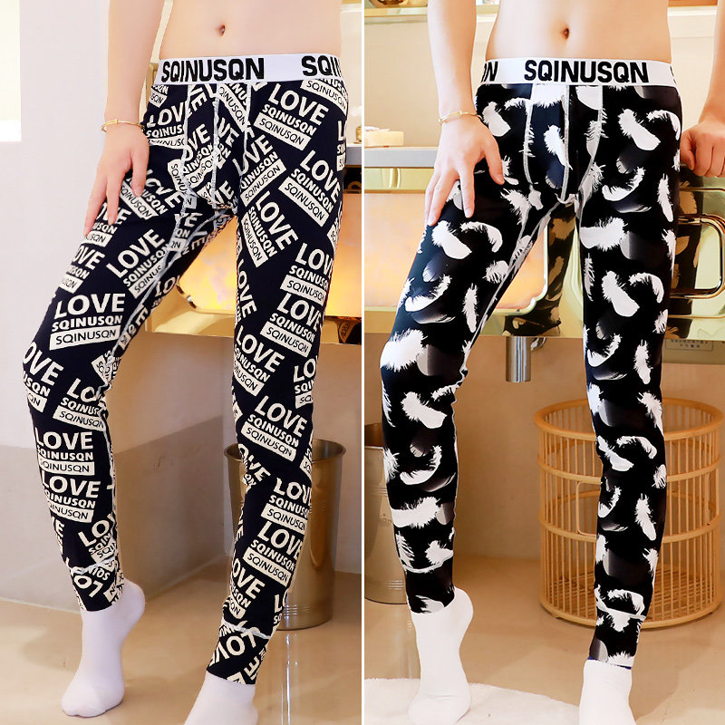 SQINUSQN Lion Chino Men Sanitary Pants Warm Pants Autumn Winter Youth Inner Hitch Pants Men Sanitary Pants Cotton Sweatpants