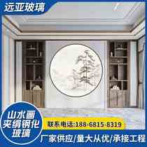 Factory sells new Chinese style partition screen living room entrance hall round art wire and silk tempered glass