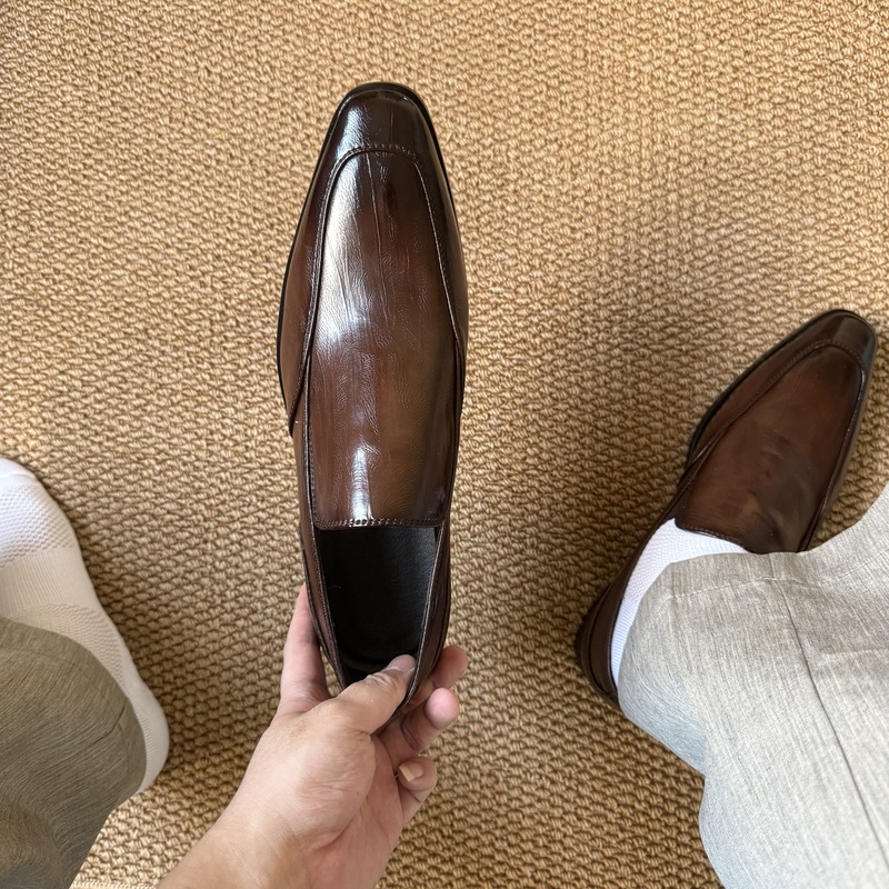 Men's Business Leather Shoes, Casual Slip-On Flat-Toe Loafers, Men's Commuter Formal Slip-On Shoes, British Style Pointed-Toe Derby Shoes