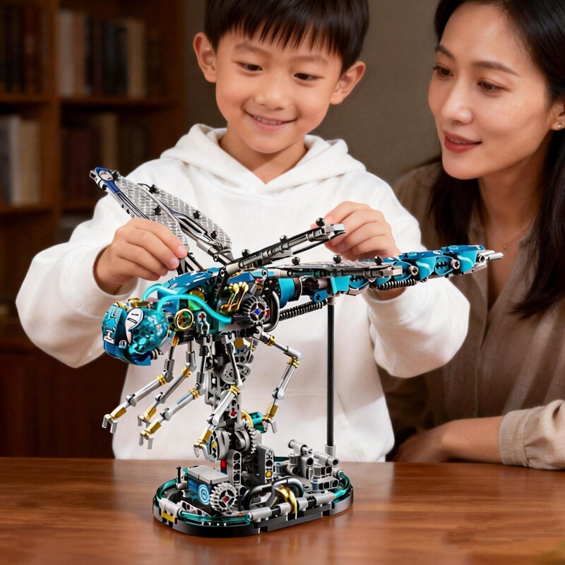 2026 New Mechanical Dragonfly Building Blocks Insect Assembly Toy for Elementary School Students Educational Science and Technology Boys Children's Day Gift
