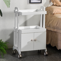 High-grade beauty cart Beauty salon special cart Multi-function with cabinet Nail pattern embroidery mobile shelf