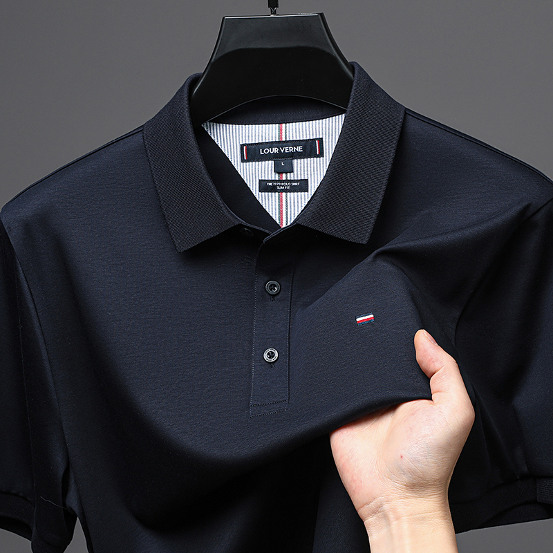 Tommy Xikaili High-End Pure Cotton Short-Sleeved Polo Shirt for Men, New Summer Style Liquid Ammonia Long-Staple Cotton Lapel T-Shirt for Men