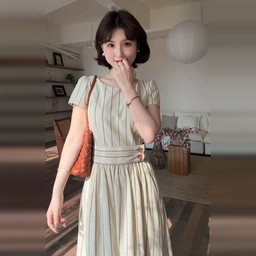 Летний приталенный корсет, длинная юбка, французский стиль, короткий рукав, подходит для подростков