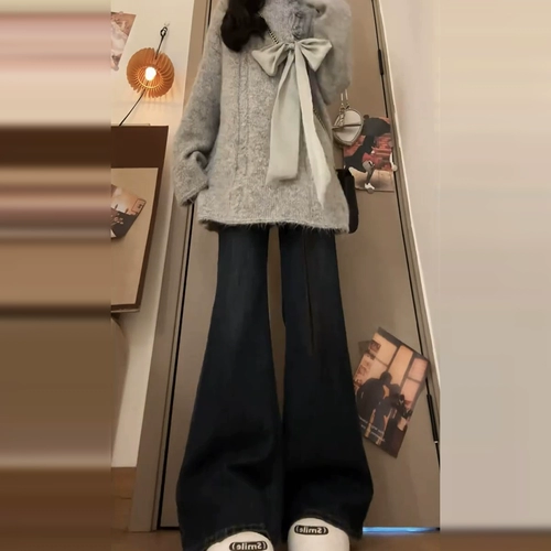 Цветной демисезонный трикотажный дизайнерский свитер, изысканный стиль, оверсайз