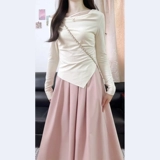 Весенний лонгслив, комплект, французский стиль, подходит для подростков, изысканный стиль