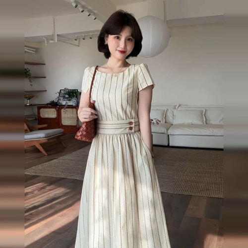 Летний приталенный корсет, длинная юбка, французский стиль, короткий рукав, подходит для подростков