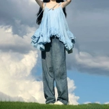 Синий топ с чашечками, летняя майка топ, сексуальная футболка без рукавов, французский стиль