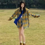 Желтая летняя рубашка, куртка, небольшой лонгслив, французский стиль, 2025 года, подходит для подростков, защита от солнца