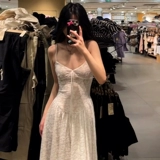 Белый кружевной приталенный корсет, длинная юбка, французский стиль, эффект подтяжки