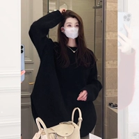 Черный японский ретро атмосферный зимний базовый свитер, французский стиль