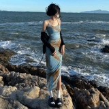 Летнее пляжное платье, юбка, эффект подтяжки, подходит для подростков, французский стиль, с акцентом на бедрах