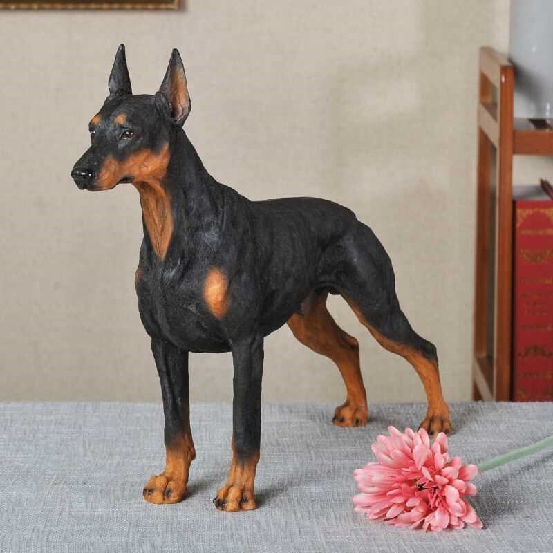 Living room simulation dog ornaments home decoration Doberman model soft animal plastic resin crafts decoration