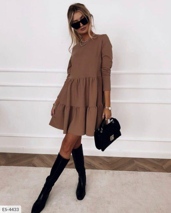 New Spring Autumn Dress Women Elegant O-Neck Long Sleeves M