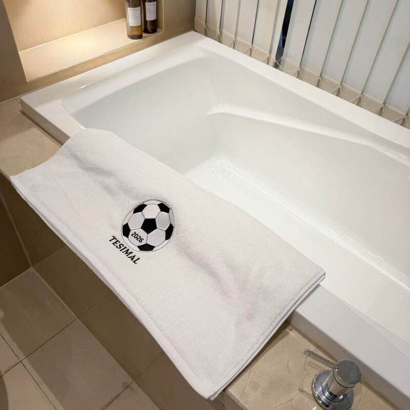 World Cup Embroidered Football Bath Towel [High-Density Pure Cotton] Skin-Friendly and Absorbent Football Towel with Strong Water Absorption