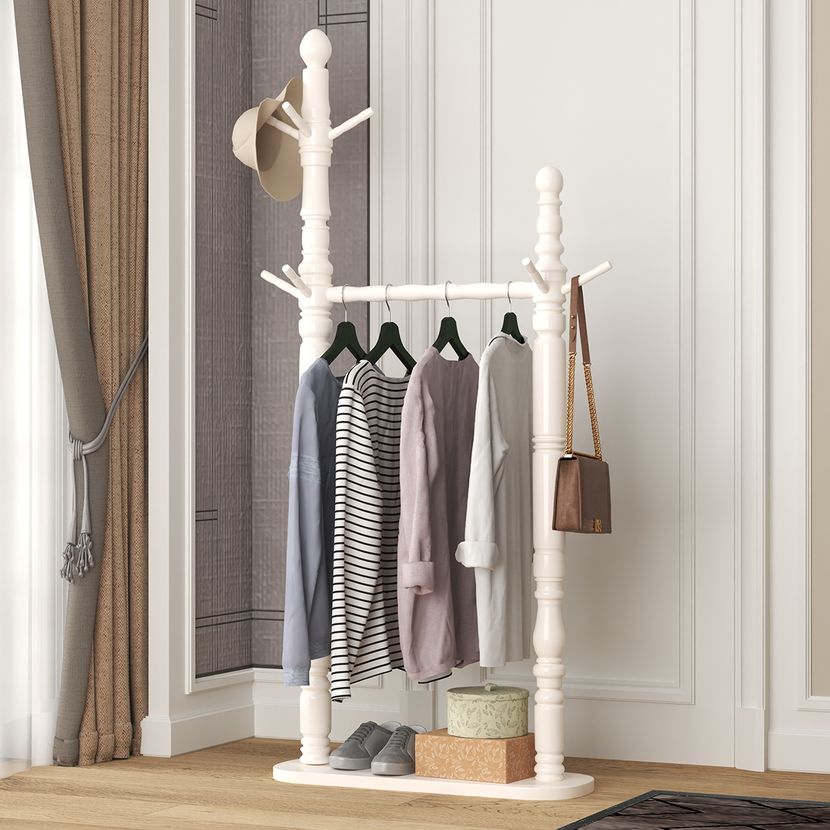 Eurostyle solid wood cloakhat shelf floor shelve bedroom home hanging hanger in door living-room hanging bag rack containing shoe rack