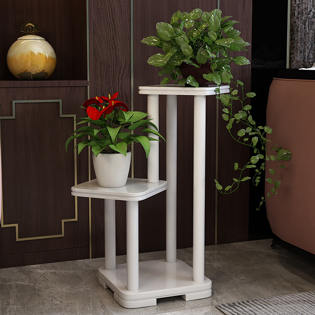 All-solid wood flower frame balcony living room modern minimal basin frame multi-floor planker interior floor deck