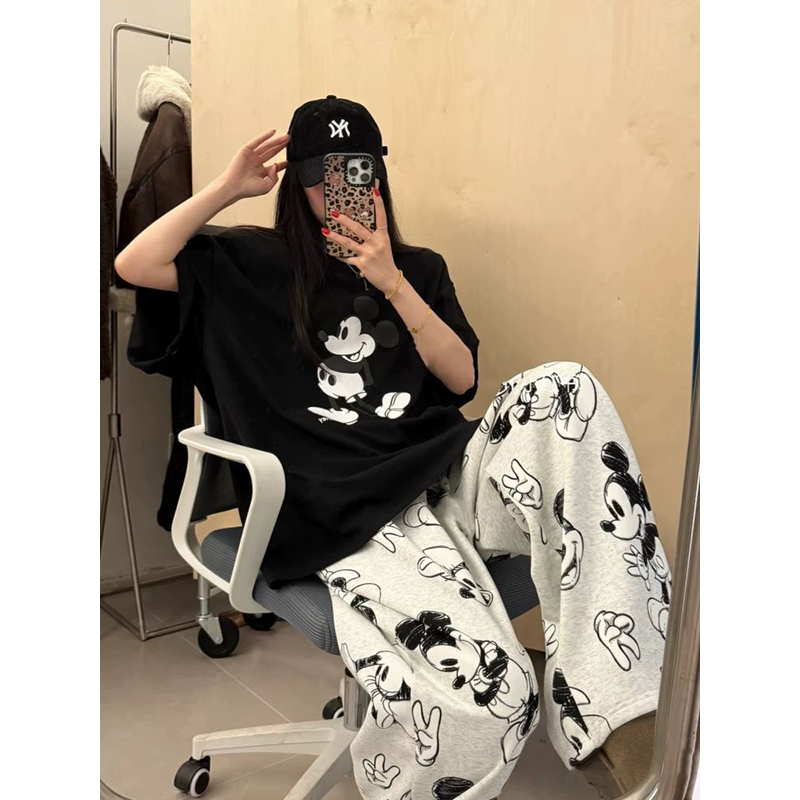 Korean Style Cartoon Pajamas for Summer, Plus Size for Women, 1.0-150kg Short-Sleeved Long Pants New Home Wear Set for Spring and Autumn Korean Style Cartoon Pajamas for Summer, Plus Size for Women, 1.0-150kg Short-Sleeved Long Pants New Home Wear Set for Spring and Autumn