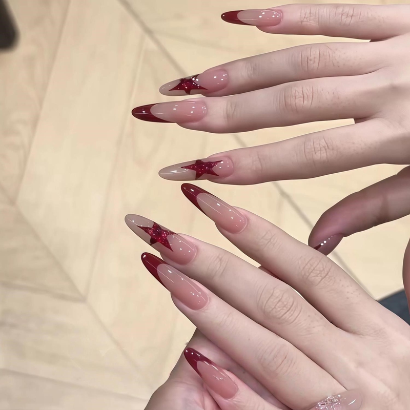 French Red Manicure Patch with Bow, Handmade Wearable Nails, 2026 New Year Style, High-End, Whitening Fake Nails French Red Manicure Patch with Bow, Handmade Wearable Nails, 2026 New Year Style, High-End, Whitening Fake Nails