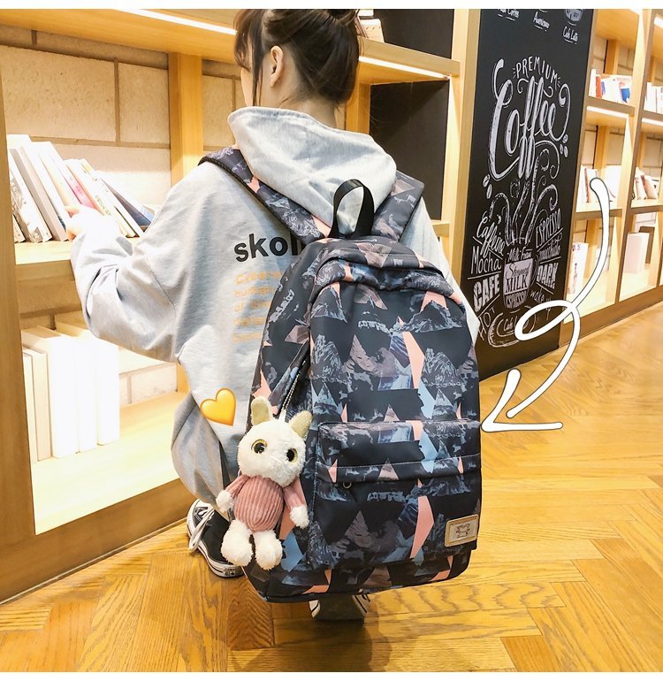 Tide-card champion women's double shoulder bag women 2022 new school bag female college student junior high school student computer bag tide