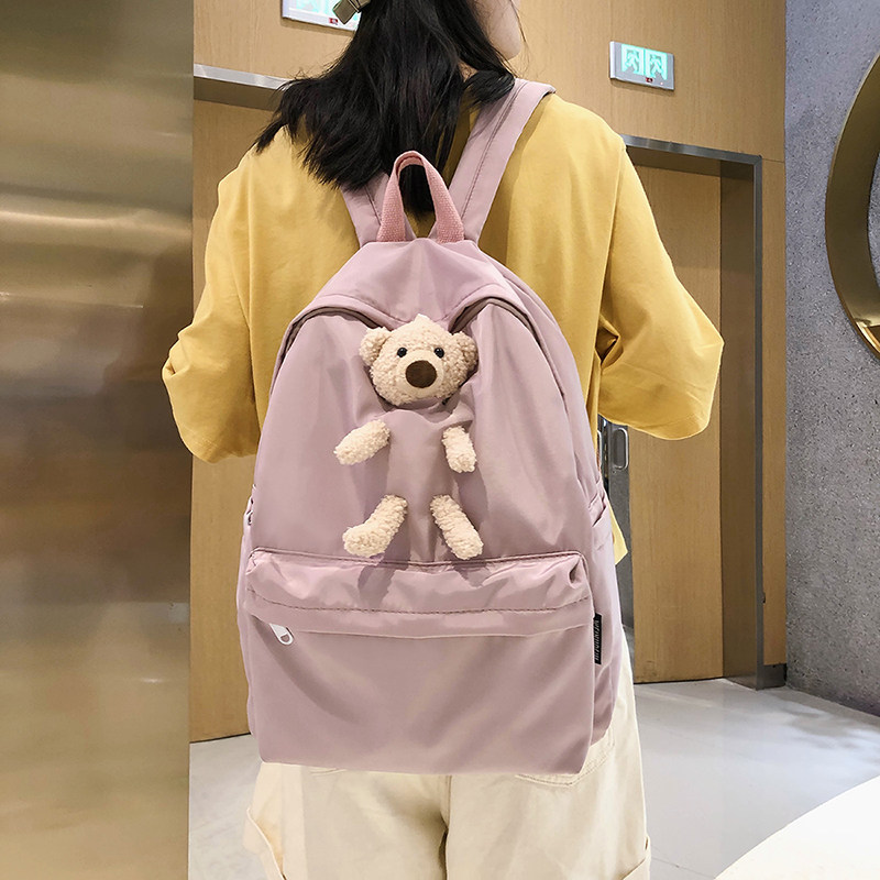 Small Bear Shoulder Bag 2022 Women Double Shoulder Bag Ins bag Han version of original Shulazzang High school students Large capacity for junior high school students
