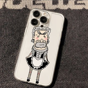 Funny Maid Grandpa Niu Transparent Case Suitable for Apple 17/16/15 Abstract 14 New Model 13Promax Phone Case 12 Soft Case Full Coverage