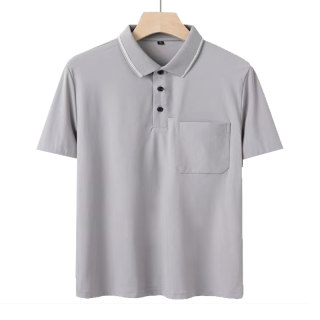 纯棉爸爸短袖t恤翻领中年男士夏装宽松中老年人男装polo衫上衣服