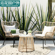 Rattan chair Three sets Balcony Small Table And Chairs Net Red Home Leisure Chair Outdoor Patio Nordic Terrace One Table Two Chairs