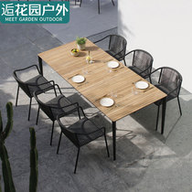 Outdoor table and table rattan chair combined patio balcony Leisure vines Terrace Outdoor Nordic Garden Waterproof Sunscreen Chair