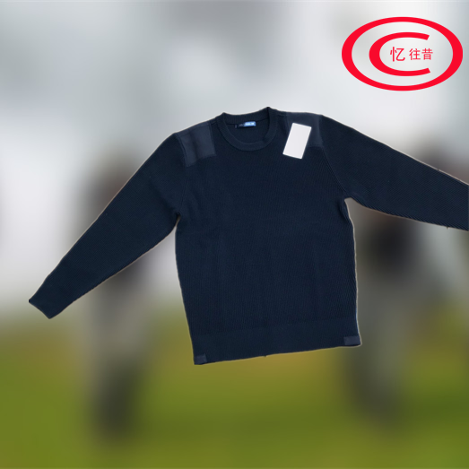 Memories of the Past Outdoor Olive Green Round Neck Pullover Navy Blue Pure Wool Single Top Casual Cashmere Sweater