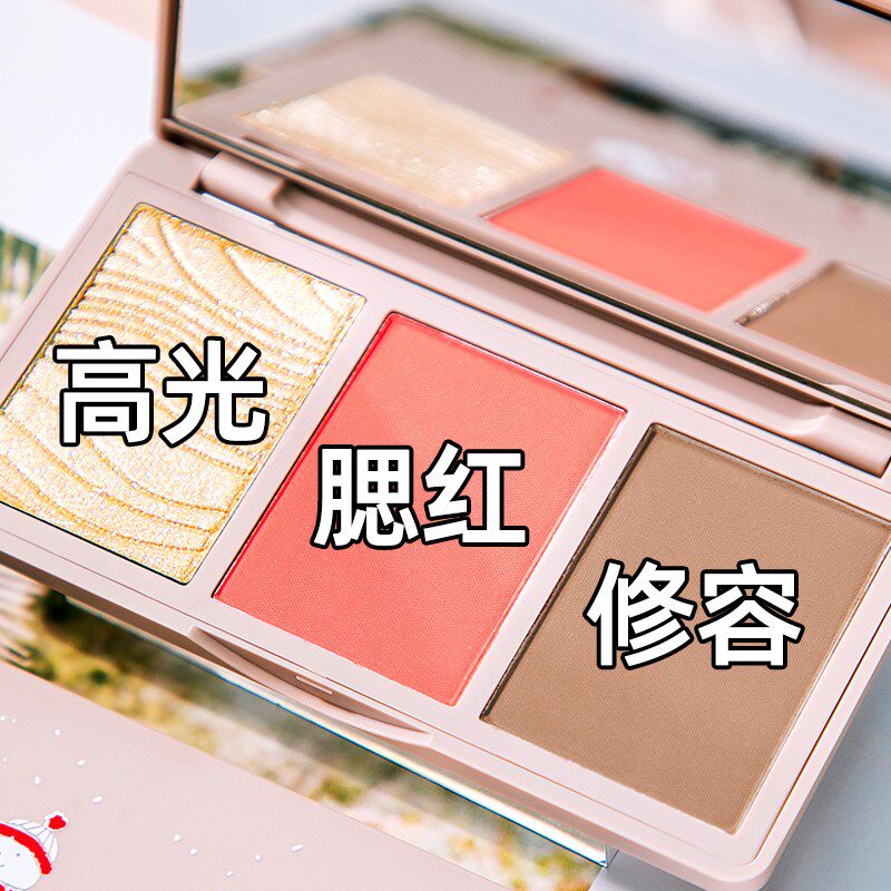 High light repairing disc flash powder face to face bright nose and shadow matte powder shadow three-in-one double purpose blush and high light integrated disc