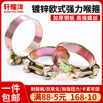 Iron-galvanized European-style powerful throat stirrup thickened pipe hoop heavy pipe clamp hoop hoop tight hoop water pipe steel wire pipe