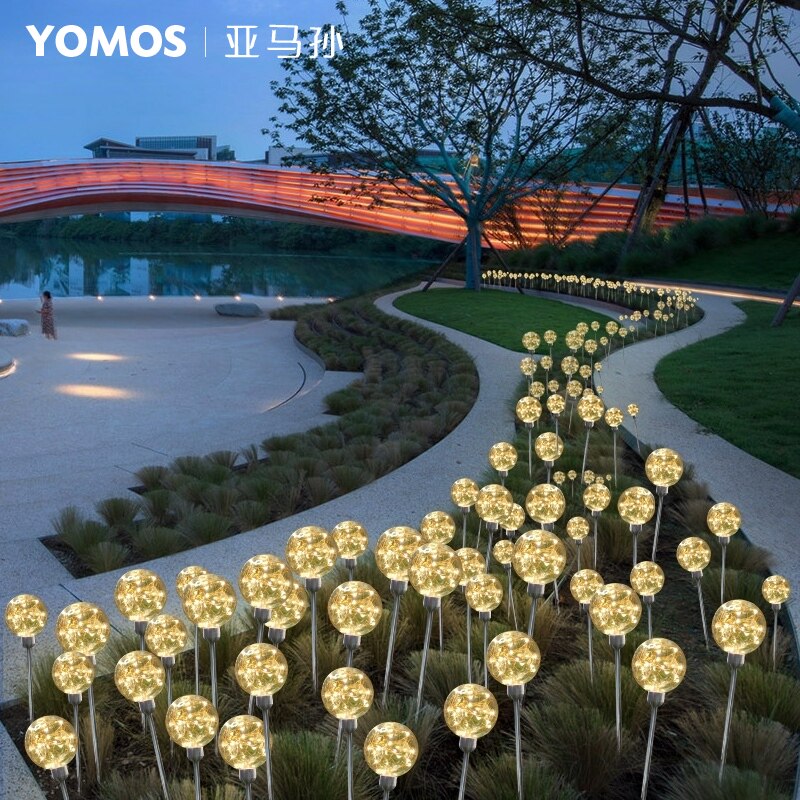 Led luminous round ball reed lamp Park Landscape brightening outdoor waterproof grass terrace light patio solar plug-in buried lamp