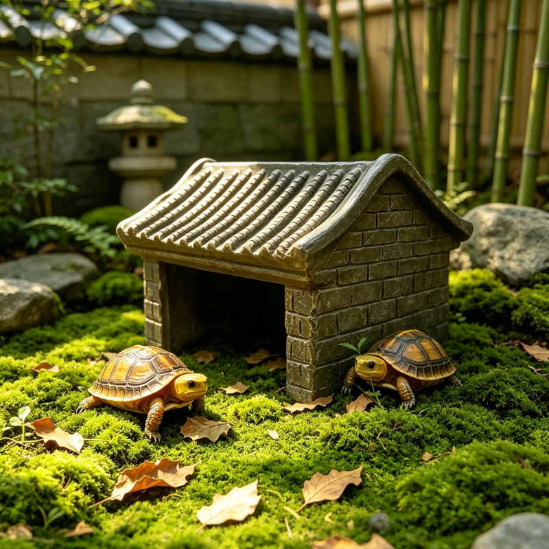 DIY Simulated Ceramic Small House for Turtles, Yellow-Edged Turtle Hideout, Basking Platform, Climbing Platform, Basking Terrace, Reptile Villa Landscaping DIY Simulated Ceramic Small House for Turtles, Yellow-Edged Turtle Hideout, Basking Platform, Climbing Platform, Basking Terrace, Reptile Villa Landscaping