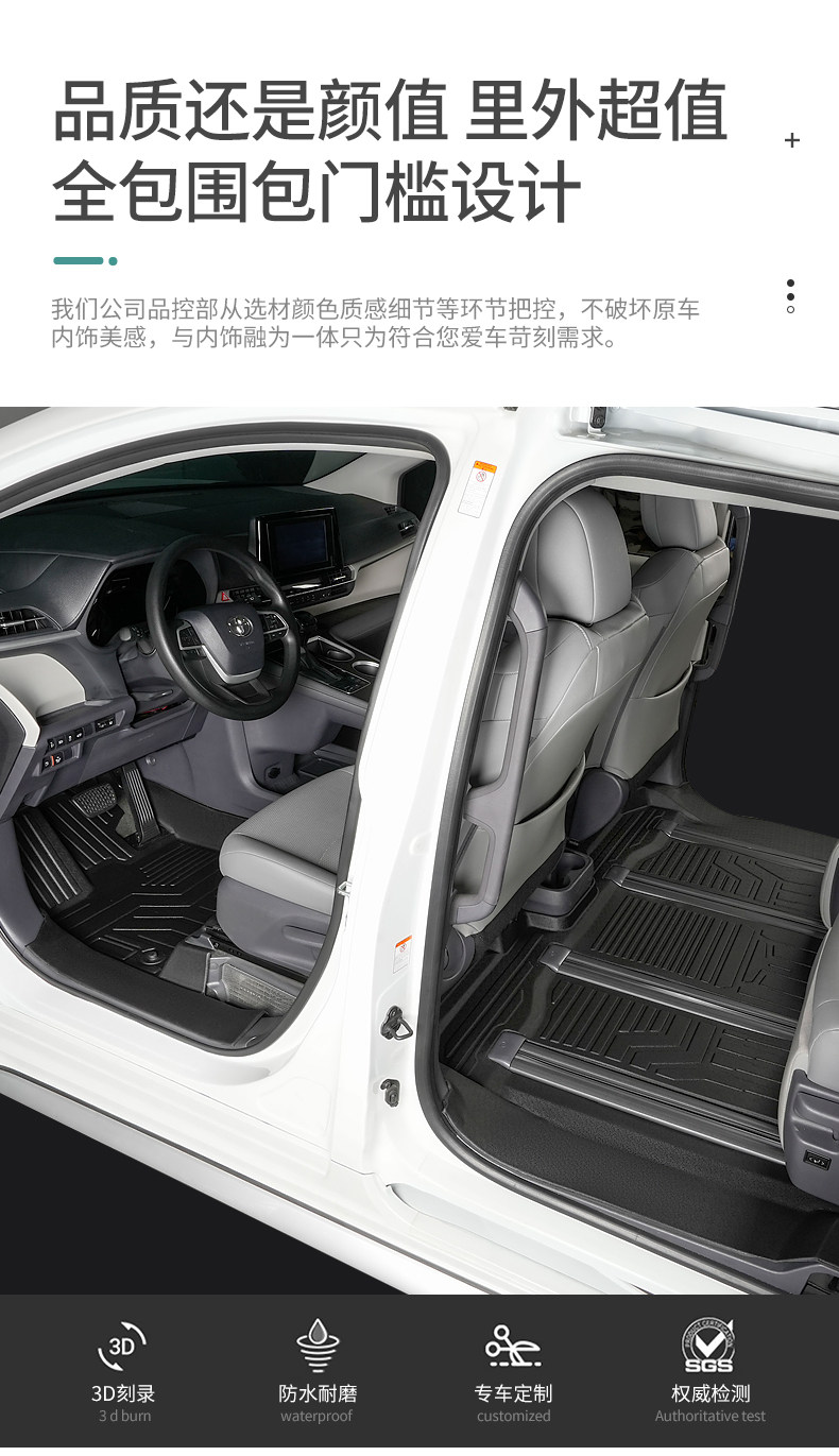 Special Toyota Grevia Fully Enclosed Modified Seven-Seater 22-26 Models with Threshold Waterproof Tpe Car Floor Mats