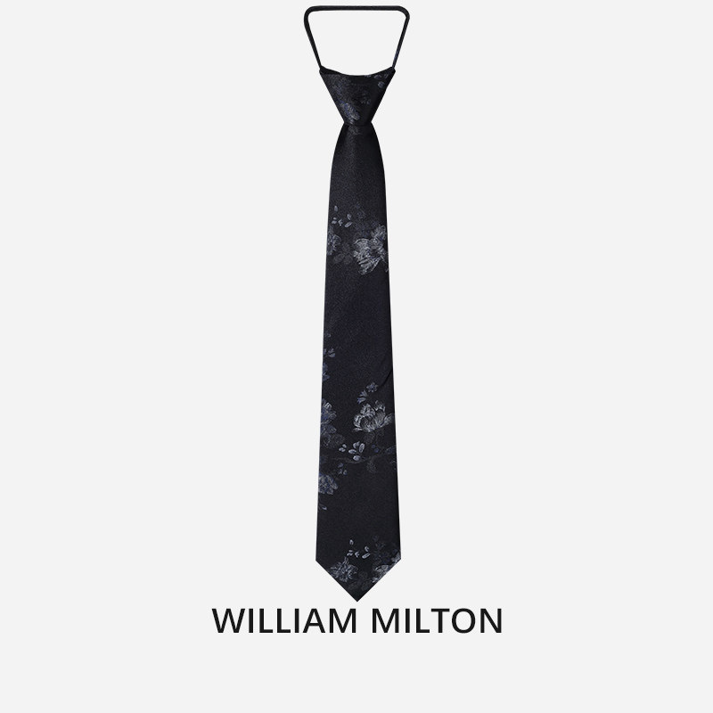 William Milton's "Stunning Beauty" Silk No-Tie Men's Business Formal Suit Zipper Luxury Gift Box