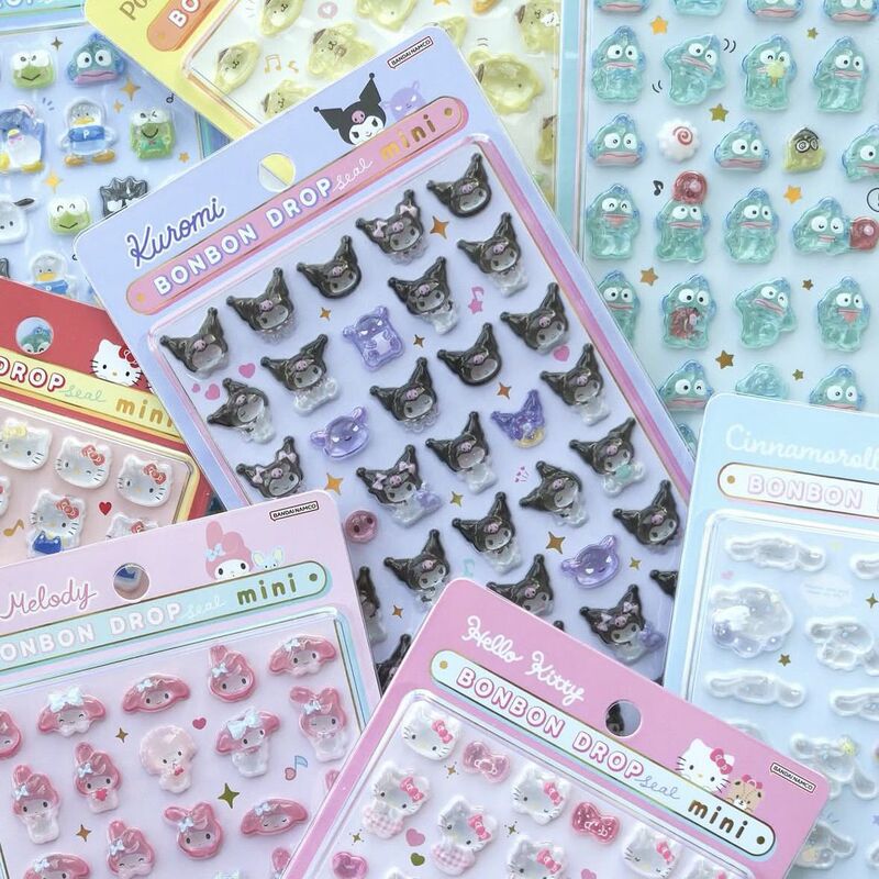 Mini Sanrio Embossed 3D Stickers New Mini My Melody Ugly Fish Cinnamoroll Kitty Solid Stickers