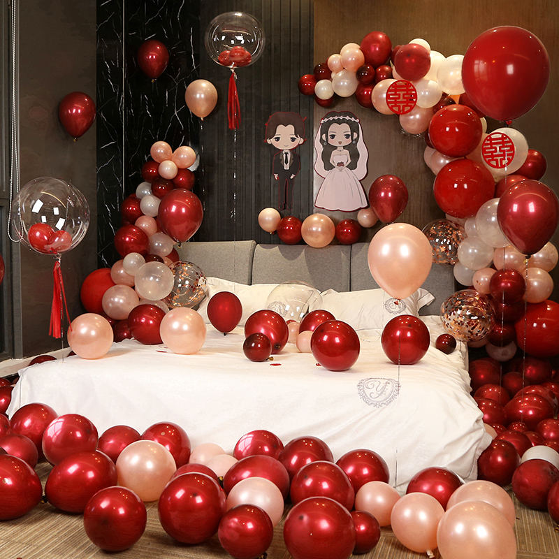 Sweet Xiahini Wedding House Arrangement Suit Wedding New House Decoration Package Net Red Male Square Woman Square Bedroom Wedding Balloon Wedding
