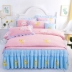 Váy ngủ bằng vải ren bốn mảnh trải giường bằng vải lanh trải giường 1,2m bộ ba mảnh 1,5 m 1,8m2.0 giường gối chăn Bộ đồ giường bốn mảnh