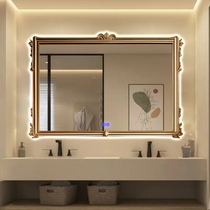 European bathroom mirror French retro mirror bathroom wall-mounted mirror smart illuminated washbasin mirror American bathroom mirror