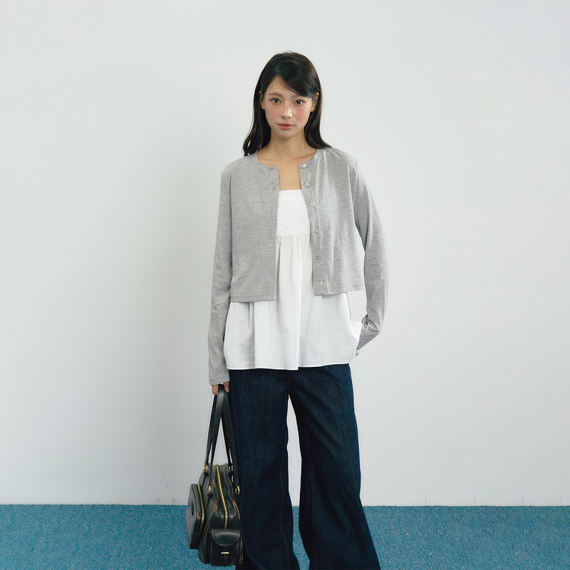 Ppbcf 2026Ss Simple, Comfortable, Lightweight and Cool Long-Sleeved Cardigan for Women, Summer Sun Protection Top, Suspender Skirt Top