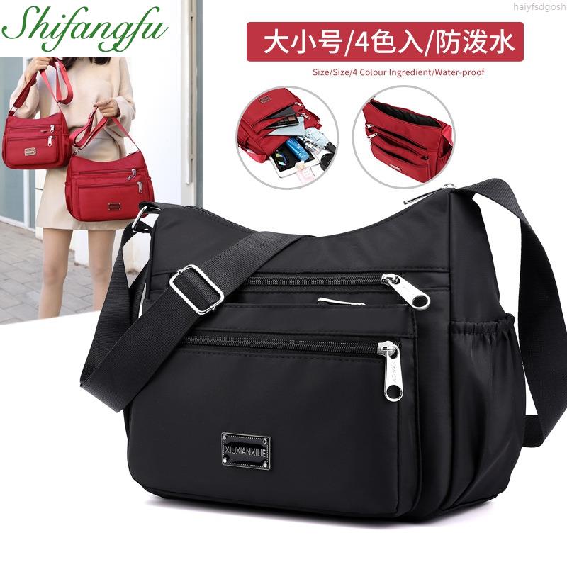 Nylon Slanted Satchel Woman 2023 New middle aged single shoulder Canvas Waterproof 100 lapped multilayer large capacity Mom bag-Taobao