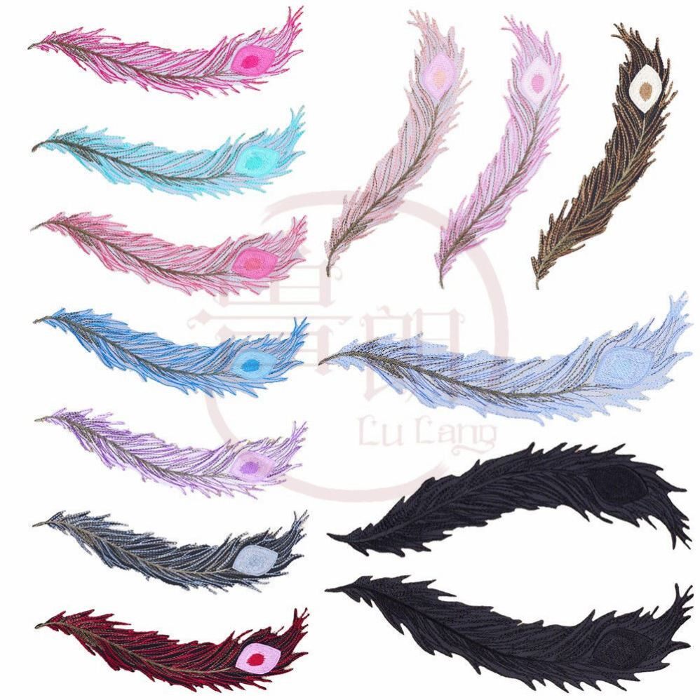 Clothes Applique Decoration 2021 Feather Embroidery Large Cloth Paste Multicolor Strip Clothes Patch Seam Ironing Back