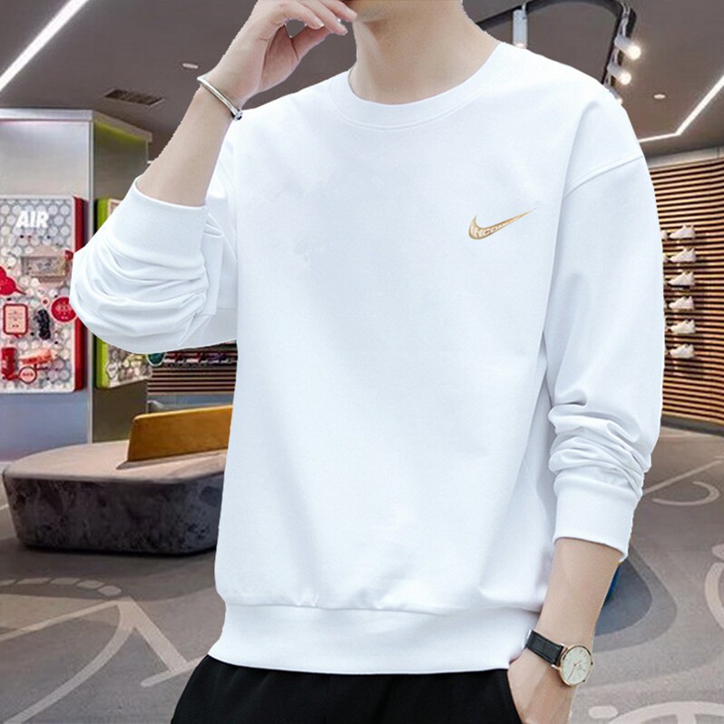 Clearance Sale Men's Round Neck Sports Sweater Bottom T-shirt Business Casual Spring Autumn Pure Cotton Solid Color Tops