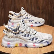 Douyin explosion Net red coconut shoes male real popcorn bottom summer flying woven mesh breathable casual increase mens shoes