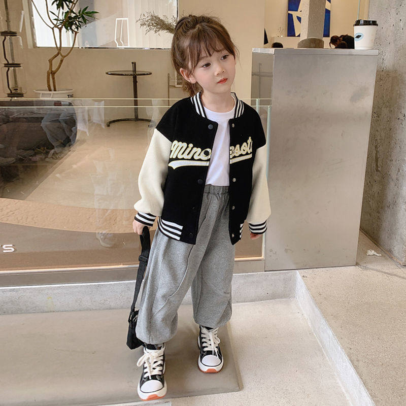 Children's spring and autumn baseball jacket casual foreign style jacket children's clothing 2022 new girls baby sports top